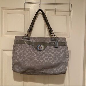 Coach Penelope Snakeskin & Silver Trim Satchel Hand Bag Grey No. B1182-F16537.